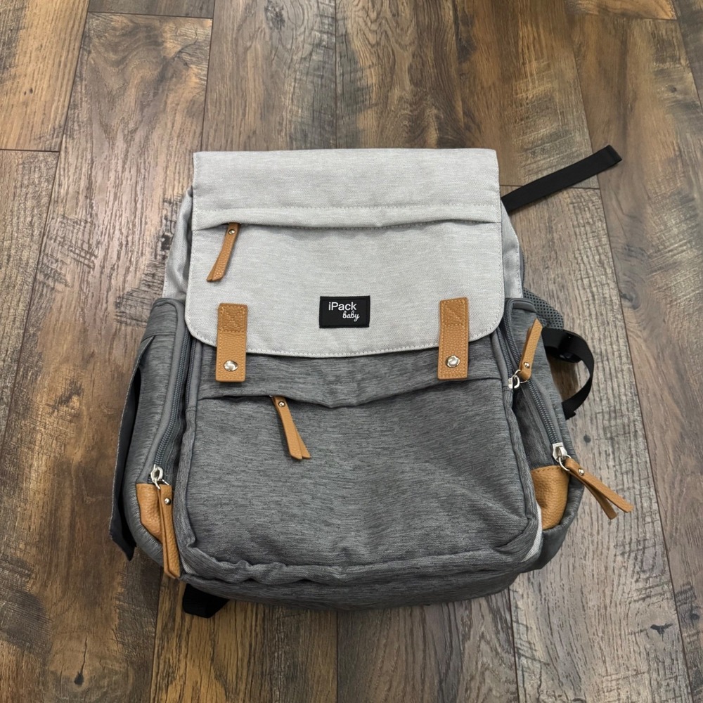iPack Baby Diaper Bag‎ Backpack Gray Multifunction Travel Bag Changing Pad Large